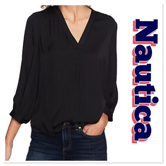 Nautica Tops - NEW Nautica Rich NAVY BLUE 100% Cotton Top XXL 3/4 SLEEVE